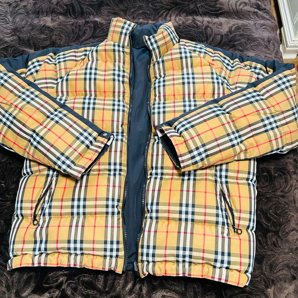 burberry mens reversible vintage check down puffer jacket